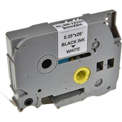 Ruban d'étiquettes P-touch Compatible Brother TZe-221 5BRT221-WT Autocollantes Noir sur Blanc 9 mm x 8 m