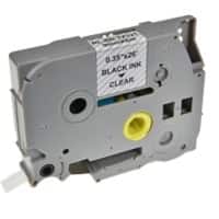 Ruban d'étiquettes P-Touch Compatible Brother TZe-121 5T121-WT Autocollantes Noir sur Transparent 9 mm x 8 m