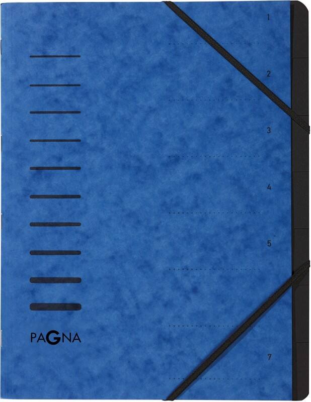 Trieur PAGNA A4 Vierge Carton 7 intercalaires Bleu 24,5 x 0,4 x 32 cm (l x p x h)