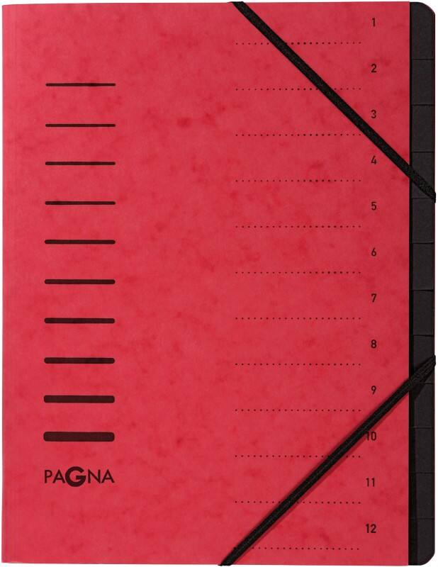 Trieur PAGNA A4 Vierge Carton 12 compartiments Rouge 24,5 x 0,5 x 32 cm (l x p x h)