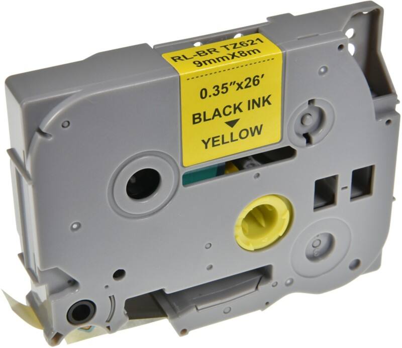 Ruban d'étiquettes P-touch Compatible Brother TZe-621 5BRT621-WT Autocollantes Yellow 88 mm x 8 m