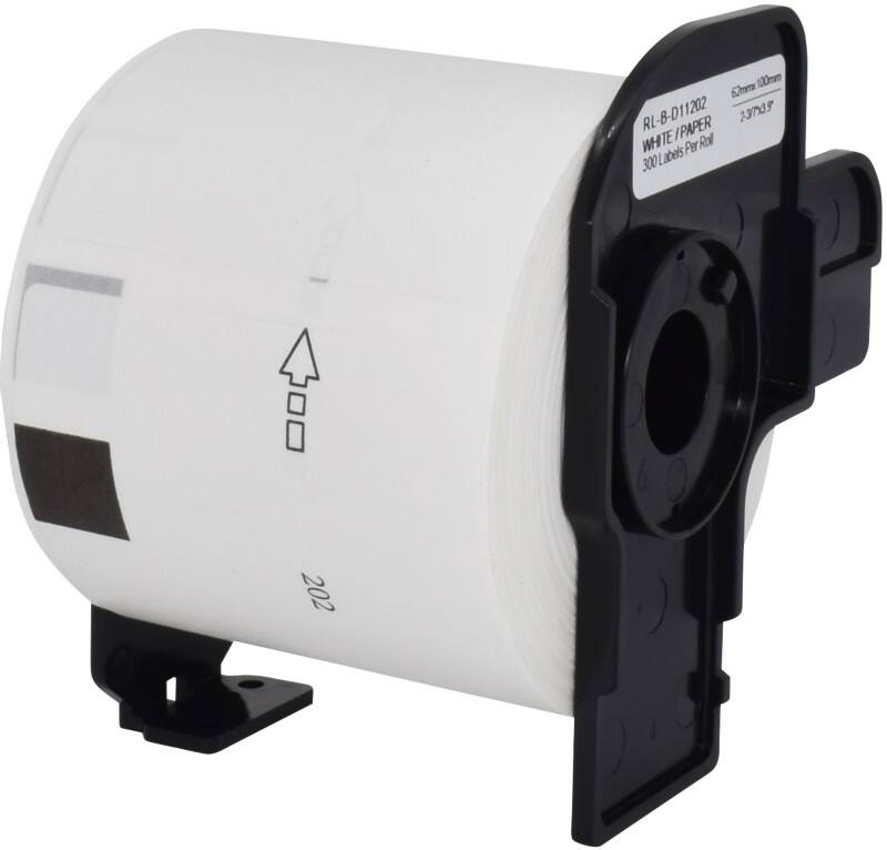 Rouleau d'étiquettes QL Compatible Brother DK-11202 5BR11202 adhésif Noir sur Blanc 62 x 100 mm 300 Étiquettes