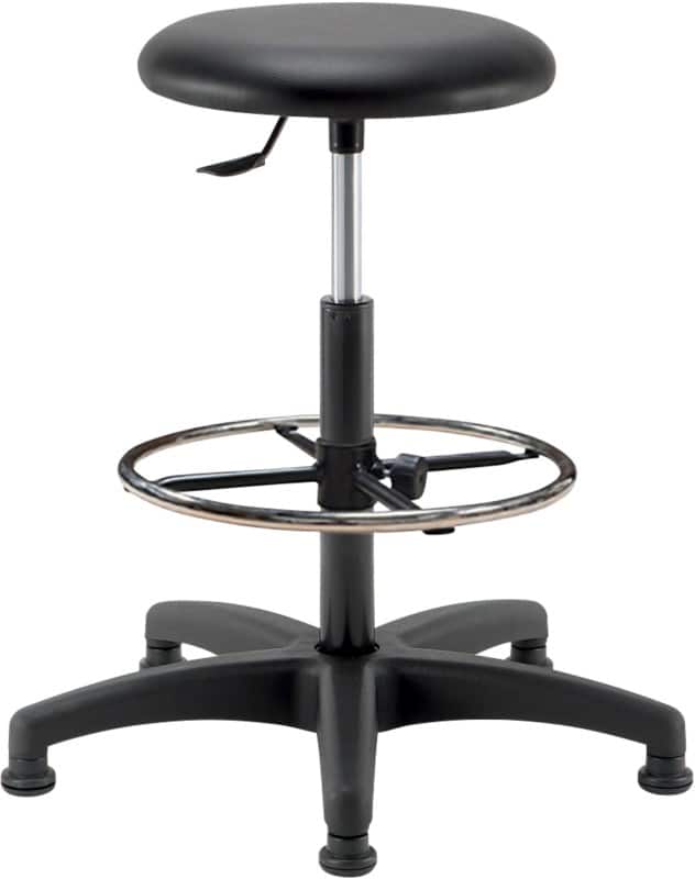 Tabouret Teknik 05 Cuir artificiel Noir 650 x 650 x 800 mm