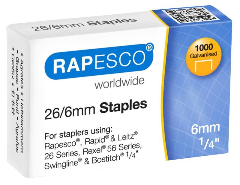 Agrafes Rapesco 26/6 S11661Z3 Acier Argenté 1000 Unités