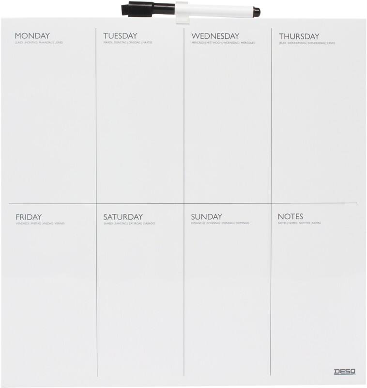 Planning hebdomadaire DESQ 4209 Blanc 35 x 35 cm