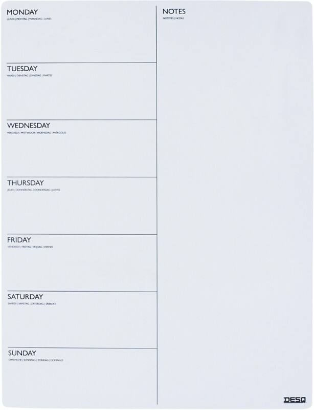 Planning hebdomadaire DESQ 4225 Blanc 30 x 40 cm