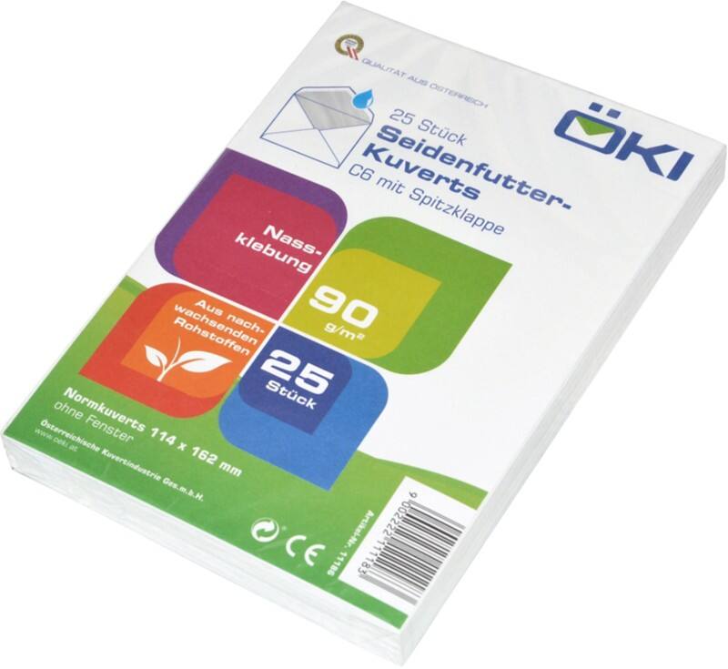Enveloppes ÖKI Sans fenêtre C6 Gommé Blanc 25 unités