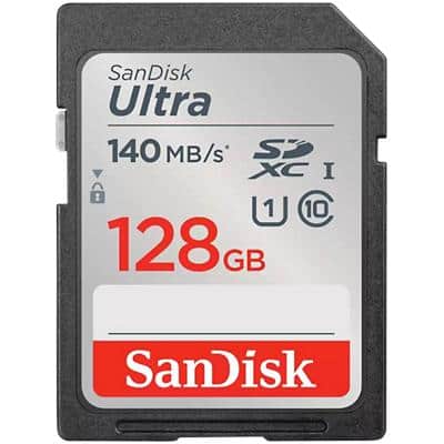 Carte SD SanDisk 128 Go ULTRA 140 Mo/s