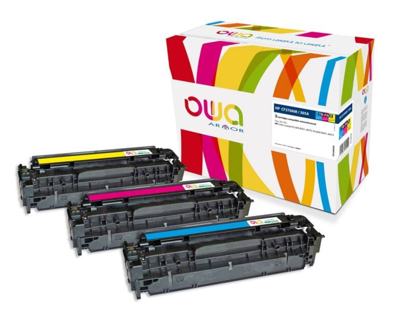 Toner OWA Compatible HP CF 370 AM Cyan, magenta jaune 3 unités