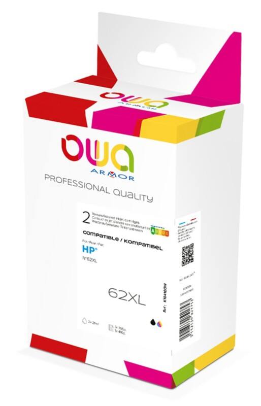 Cartouche jet d’encre OWA K10410OW Compatible HP 62XL Noir, cyan, magenta, jaune 4 unités
