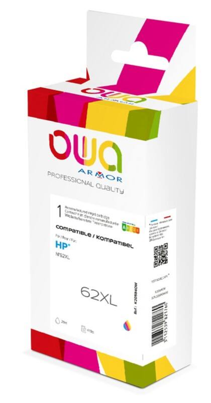 Cartouche jet d’encre OWA K20584OW Compatible HP 62XL Cyan, magenta, jaune 3 unités