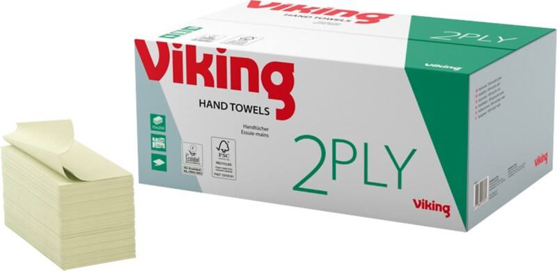 Essuie-mains Viking Recyclé 100% Pliage en V Vert 2 épaisseurs 15 Unités de 250 Feuilles