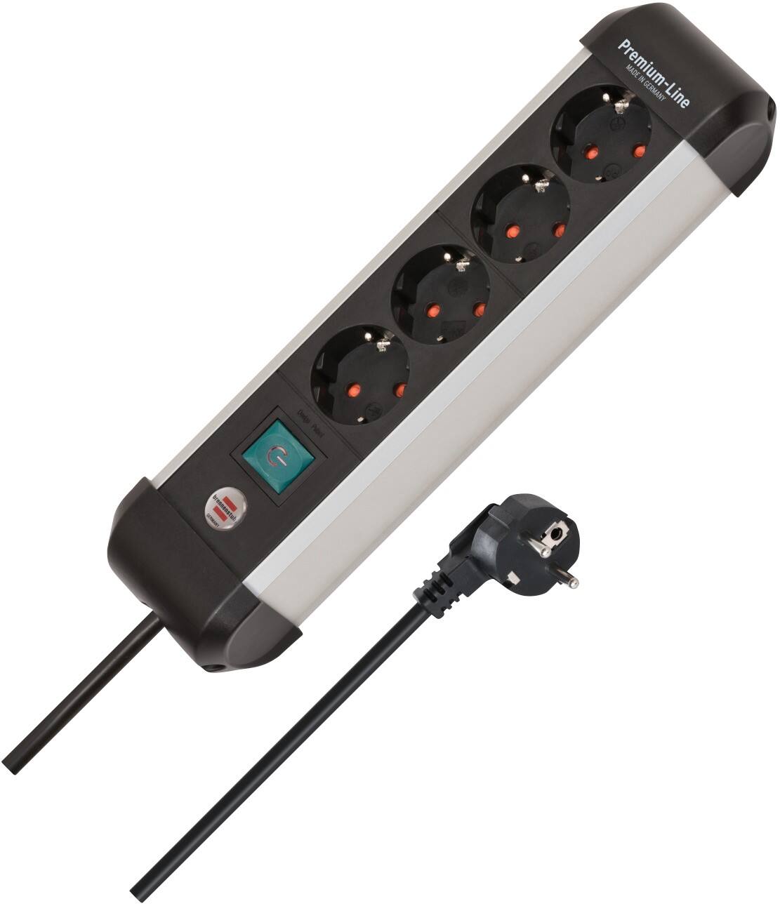 Rallonge brennenstuhl Premium Alu-Line avec interrupteur 1391030400 4 prises 1,8 m Gris, noir