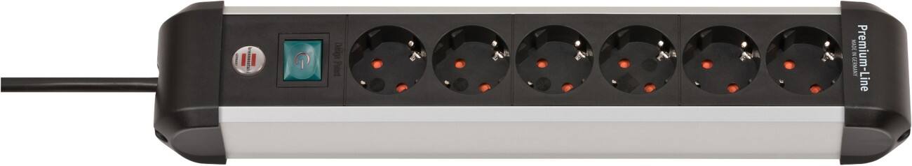 Rallonge brennenstuhl Premium Alu-Line avec interrupteur 1391030600 6 prises 3 m Argenté, noir
