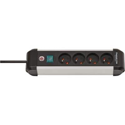 Rallonge brennenstuhl Premium-Alu-Line avec interrupteur 1391034400 4 prises BE/FR 1,8 m Argenté, noir