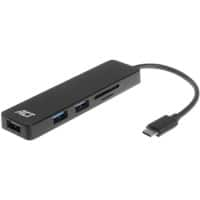 Hub USB ACT AC6405 3 USB, lecteur de carte Noir