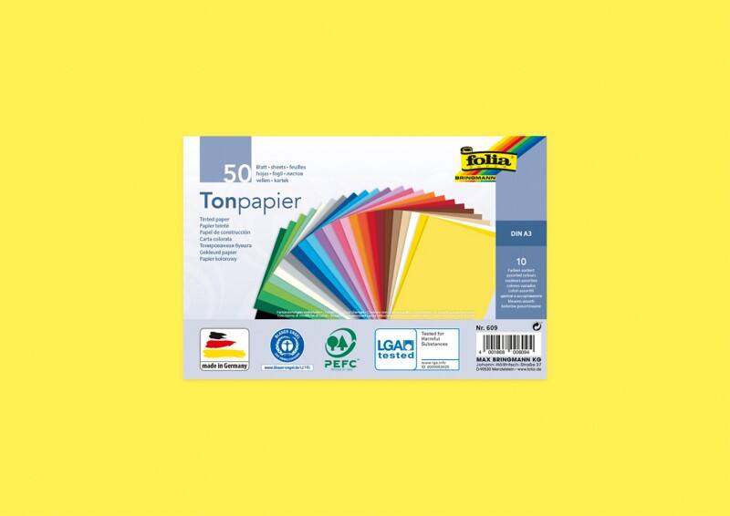 Papier de création Folia A3 Assortiment 130 g/m² 50 Feuilles