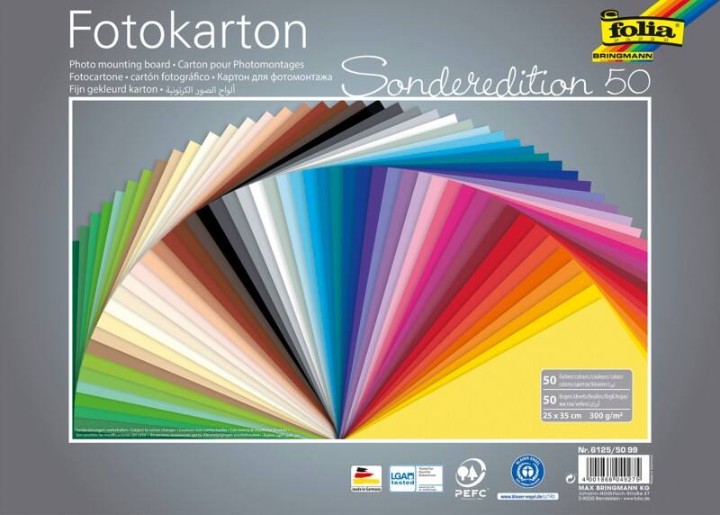 Papier couleur Folia Assortiment 300 g/m² 50 Feuilles