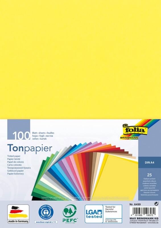 Papier de création Folia A4 Assortiment 130 g/m² 100 Feuilles