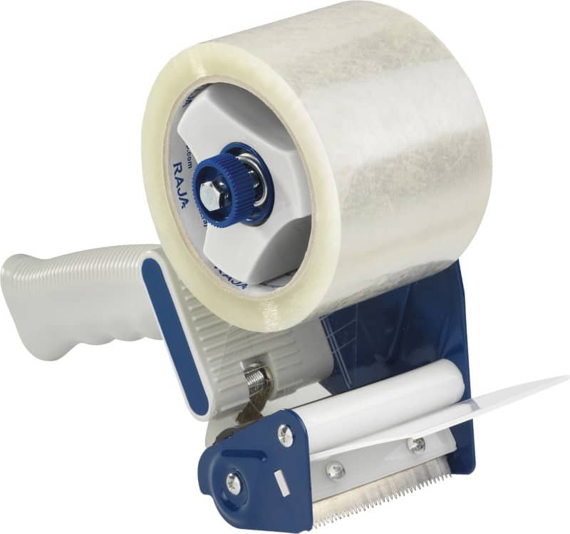 RAJA Dévidoir pour ruban adhésif d'emballage Bleu 170 (l) mm Plastique, Métal