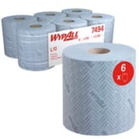 Essuie-tout WYPALL L10 General Clean 100% Recyclé À dévidage central Bleu 1 épaisseur 7494 6 Rouleaux de 630 Feuilles