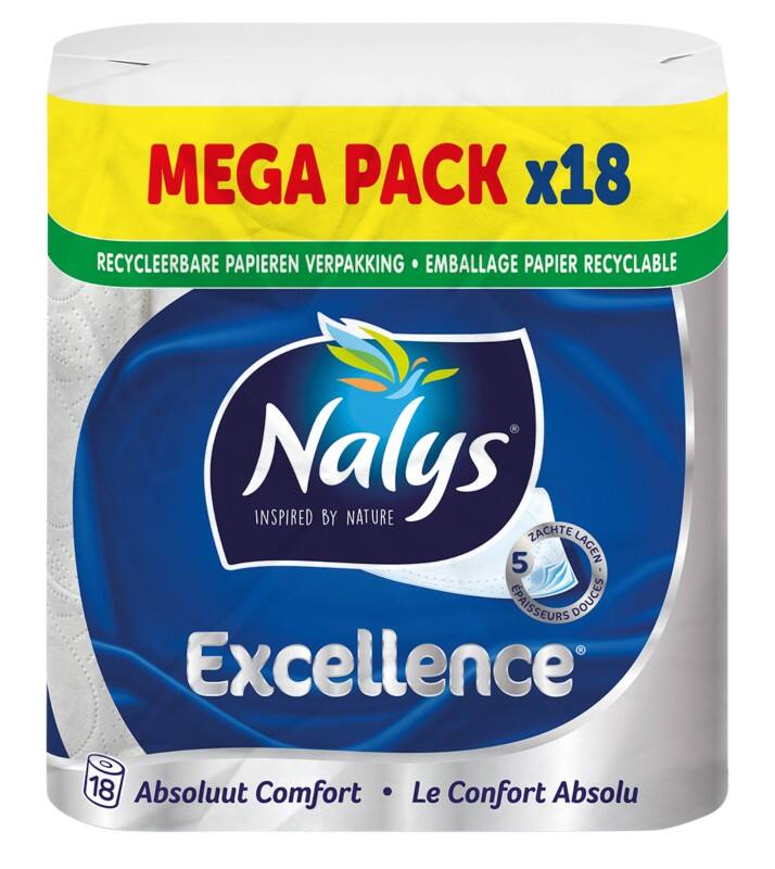 Toilet Paper Nalys Comfort 5 épaisseurs 419516 18 Rouleaux de 73 Feuilles