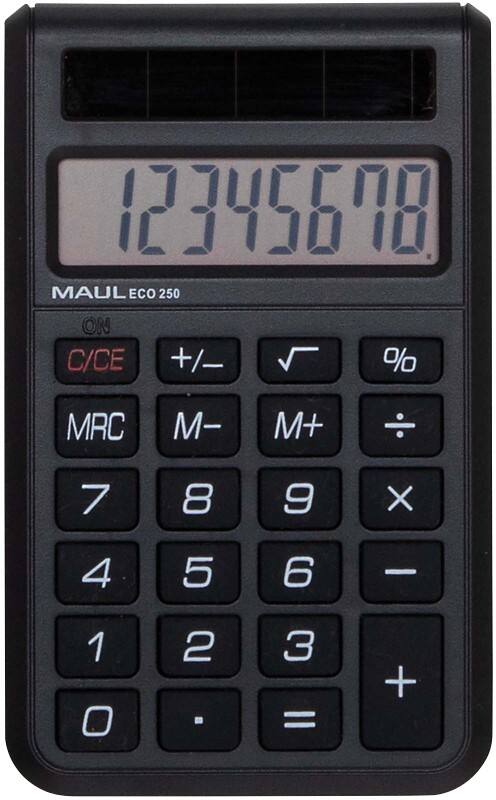Calculatrice de poche Maul MAULeco 250 8 chiffres Noir Solare 7268290