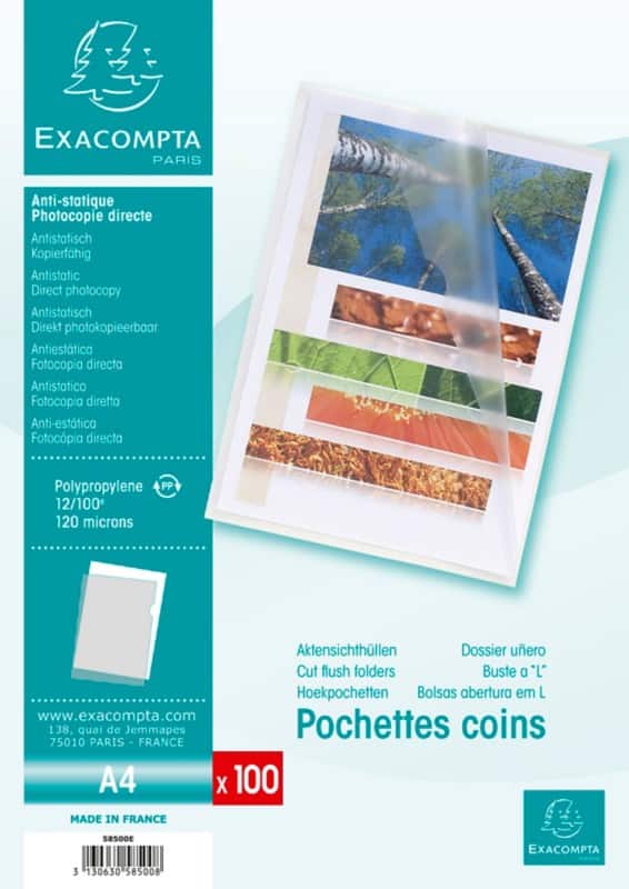 Pochettes coins Exacompta A4 Transparent Polypropylène 0,12 mm 100 unités