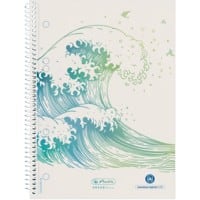 Cahier herlitz GREENline A5 Quadrillé Reliure spirale Reliure latérale Carton Dos cartonné Vert Perforé 140 Pages