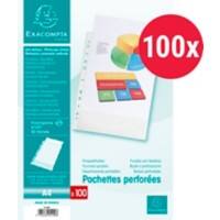 Pochettes perforées Exacompta A4 Granuleux Transparent 50 microns PP (Polypropylène) Au-Dessus 5100E 100 Unités