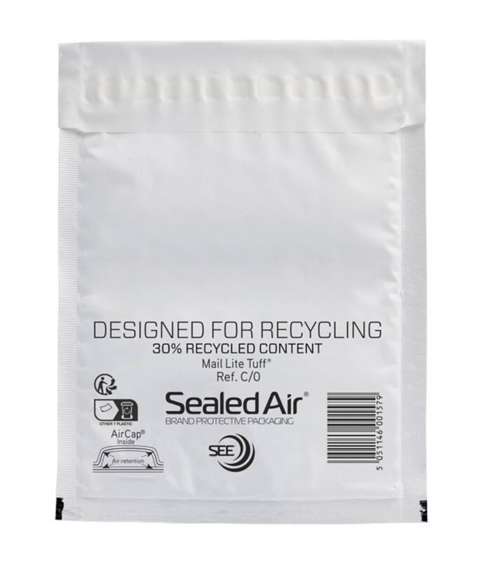 Pochette d’envoi à bulles Mailer Mail Lite Tuff Blanc Sans Fenêtre 150 (L) x 210 (H) mm Autocollante 100 Pochettes