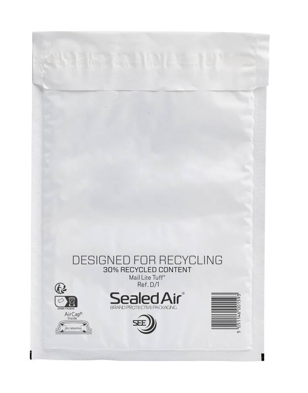 Pochette d’envoi à bulles Mailer Mail Lite Tuff Blanc Sans Fenêtre 180 (L) x 260 (H) mm Autocollante 100 Pochettes