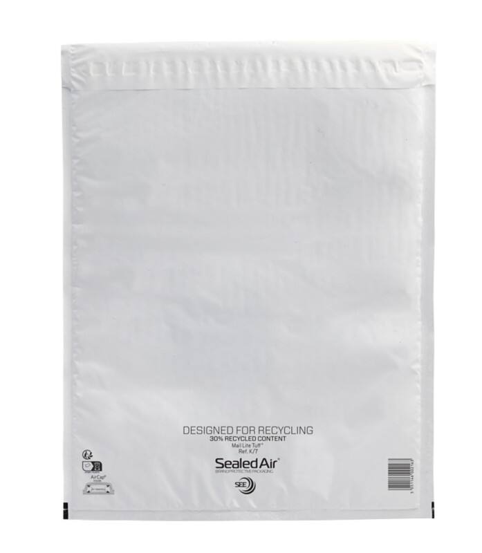 Pochette d’envoi à bulles Mailer Mail Lite Tuff Blanc Sans Fenêtre 350 (L) x 470 (H) mm Autocollante 50 Pochettes