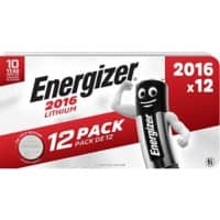 Piles boutons Energizer CR2016 Lithium-dioxyde de manganèse (Li-MnO2) 3 V 12 unités