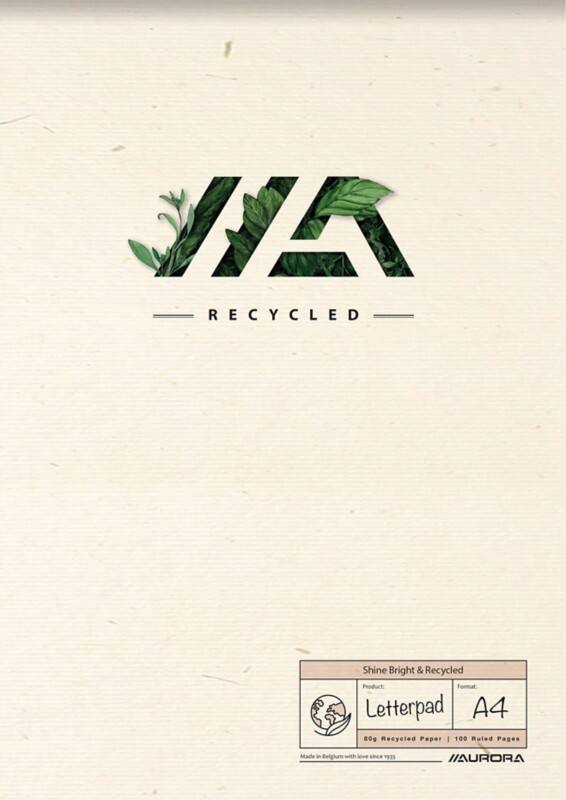 Cahier Aurora Shine Bright & Recycled A4 Ligné Reliure à double fil Fibres naturelles Couverture souple Crème Perforé 100 pages