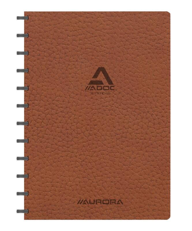 Cahier Adoc ADOC Business A4 Ligné Plastique Reliure latérale Cuir artificiel Couverture souple Brun Non perforé 144 pages