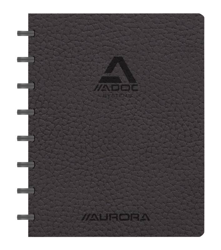 Cahier Adoc ADOC Business A5 Ligné Plastique Reliure latérale Cuir artificiel Couverture souple Noir Non perforé 144 pages