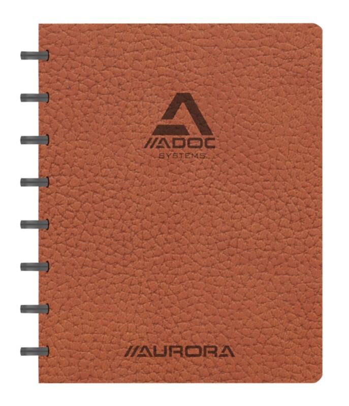Cahier Adoc ADOC Business A5 Ligné Plastique Reliure latérale Cuir artificiel Couverture souple Brun Non perforé 144 pages