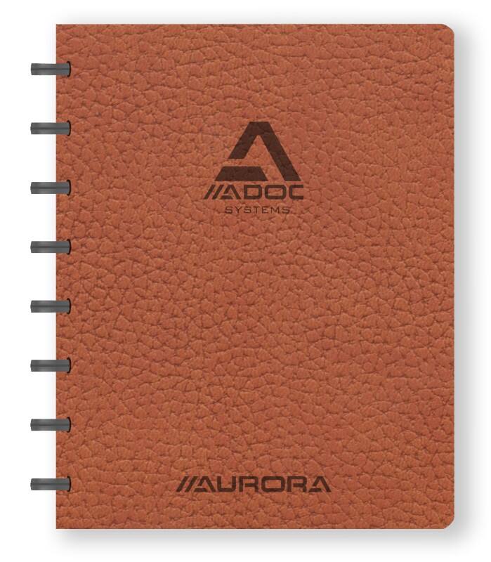 Cahier Adoc ADOC Business A5 Quadrillé Plastique Reliure latérale Cuir artificiel Couverture souple Brun Non perforé 144 pages