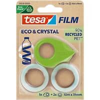 Lot de ruban adhésif tesa tesafilm Eco & Crystal Transparent, vert 19 mm (l) x 10 m (L) PET (Polytéréphtalate d'éthylène)