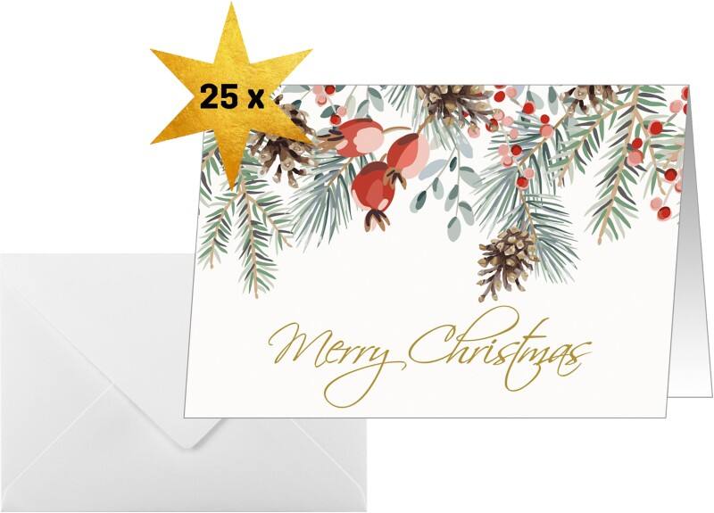 Carte de Noël Sigel 250 g/m² 21,1 x 15,1 cm Rouge, vert 25 Unités