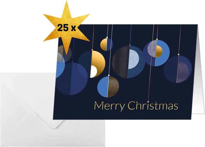 Carte de Noël Sigel 250 g/m² 21,1 x 15,1 cm Bleu, doré 25 Unités
