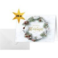 Carte de Noël Sigel 250 g/m² 21,1 x 15,1 cm Blanc, vert 25 Unités