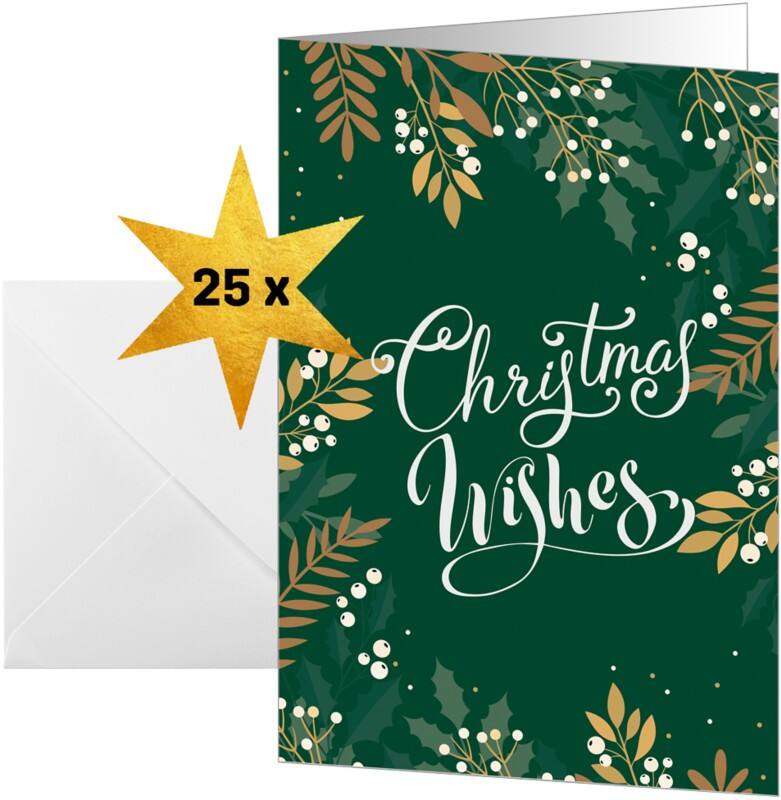 Carte de Noël Sigel 250 g/m² 21,1 x 15,1 cm Beige, vert 25 Unités