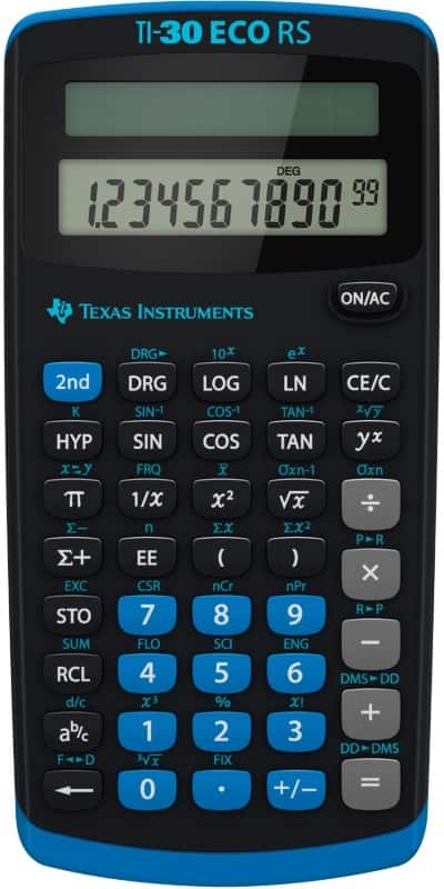 Calculatrice scientifique Texas Instruments TI-30 ECO RS Bleu, noir