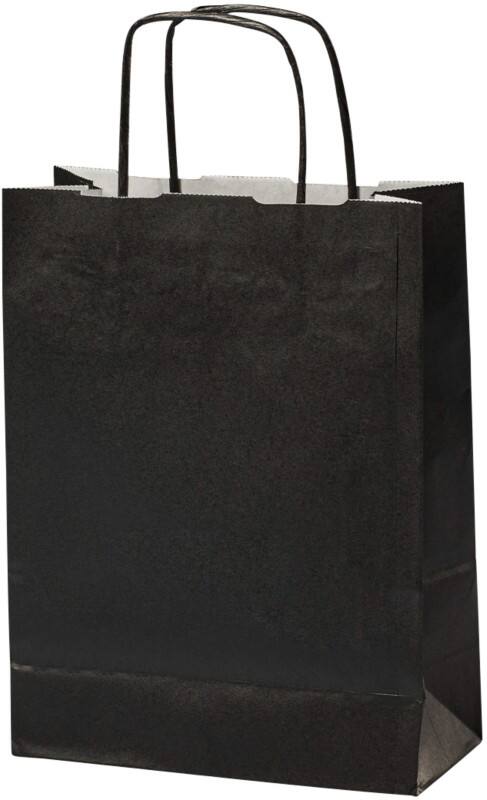 Sac en papier Poignée torsadée 180 x 80 x 240 mm 3,5 L Noir 300 unités
