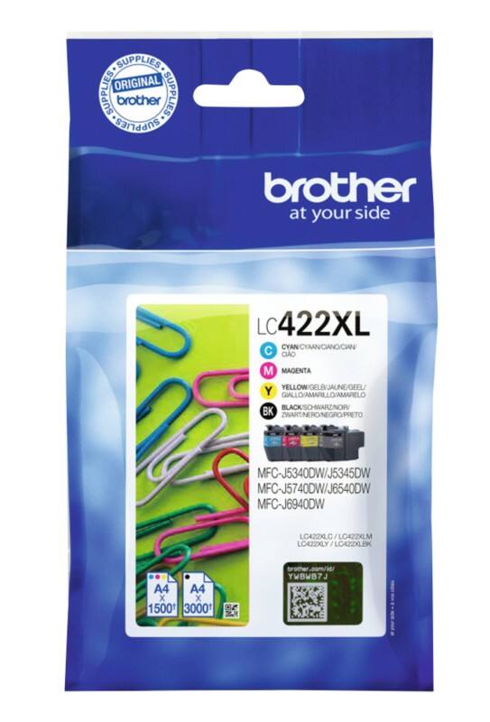 Cartouche jet d’encre Brother LC422XLVAL D'origine Noir, Cyan, Magenta, Jaune Multipack 4 unités 
