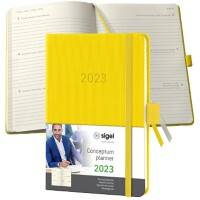 Agenda Sigel 2023 A6 1 Semaine sur 2 pages Plastique, papier Jaune citron Allemand, Anglais, Français, Néerlandais