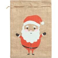 Sac en toile de jute Folia Père Noël Naturel 25 x 35 cm