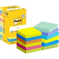 Notes adhésives Post-it Carré 76 x 76 mm Page blanche Assortiment 654-MX-P8/+4 100 100 feuilles Pack 8+4 gratuit